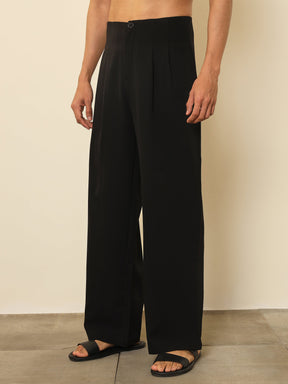 Black Dual-Dart No-waistband High-Waist Korean Pants-MASCLN SASSAFRAS