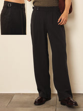 Black Front Pleated Gurkha Trousers-MASCLN SASSAFRAS