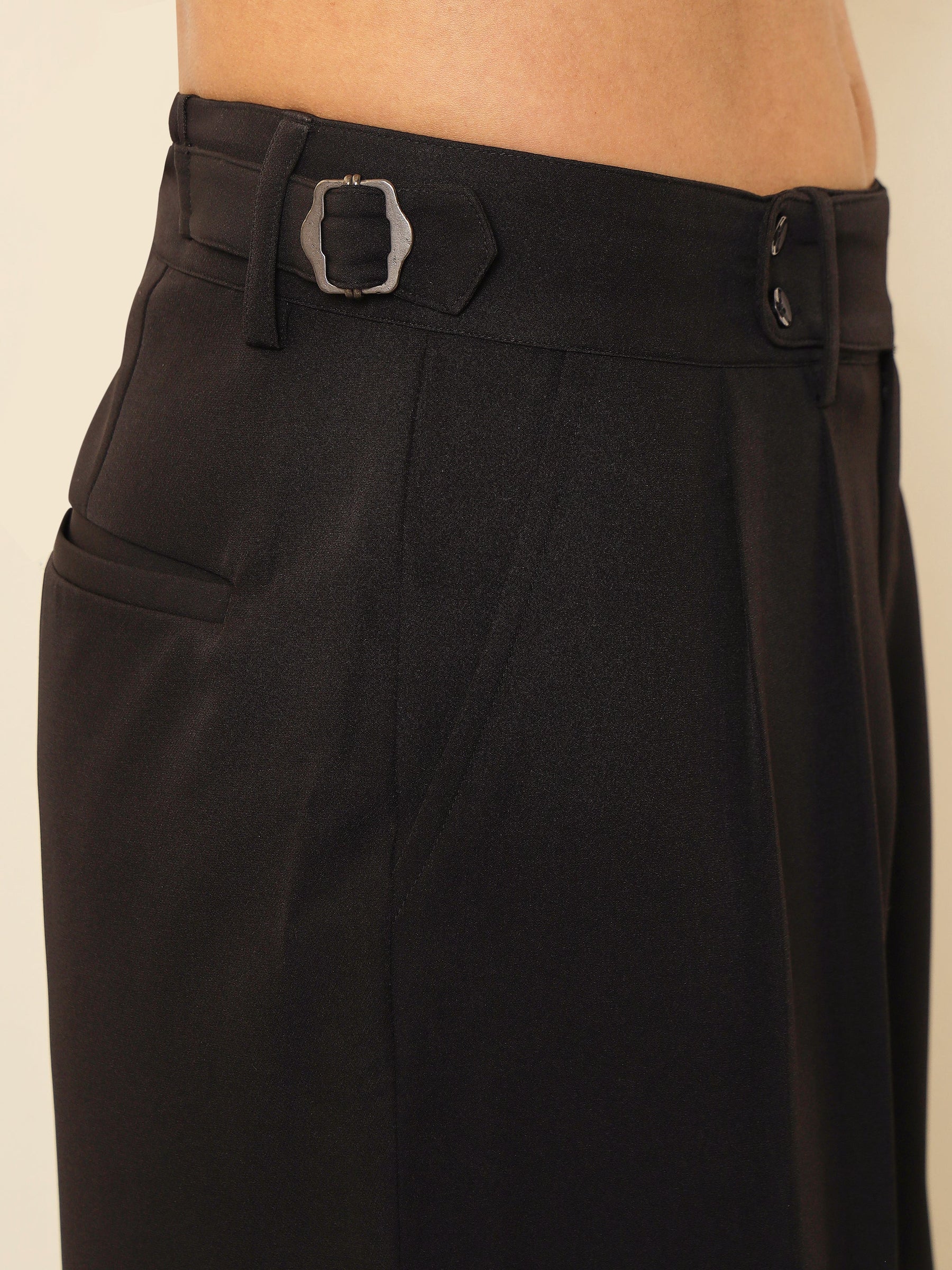Black Front Pleated Gurkha Trousers-MASCLN SASSAFRAS