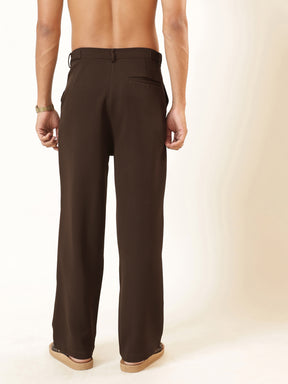 Coco Brown Pintuck Detail High waist Korean Pants-MASCLN SASSAFRAS