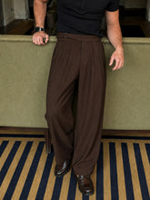 Coco Brown Waist Adjuster Korean Pants-MASCLN SASSAFRAS