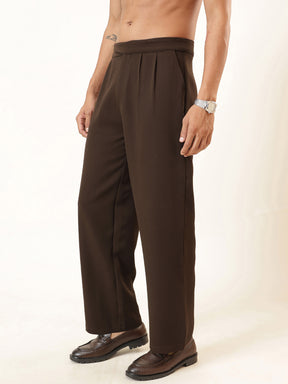Coco Brown Waist Adjuster Korean Pants-MASCLN SASSAFRAS