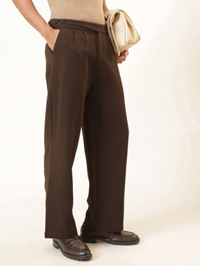 Men Coco Brown Waist Adjuster Korean Pants