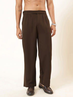 Men Coco Brown Waist Adjuster Korean Pants