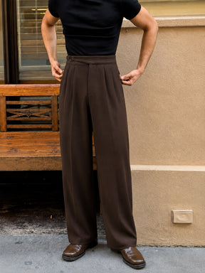 Men Coco Brown Waist Adjuster Korean Pants