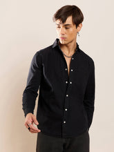 Black Tencel Elbow Patch Shirt-MASCLN SASSAFRAS
