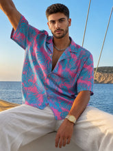 Unisex Fuchsia & Green Tropical Floral Relax Fit Shirt