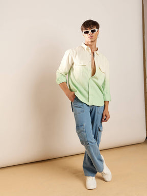 Green & White Ombre Shirt-MASCLN SASSAFRAS