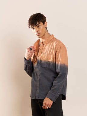 Orange & Dark Grey Ombre Shirt-MASCLN SASSAFRAS