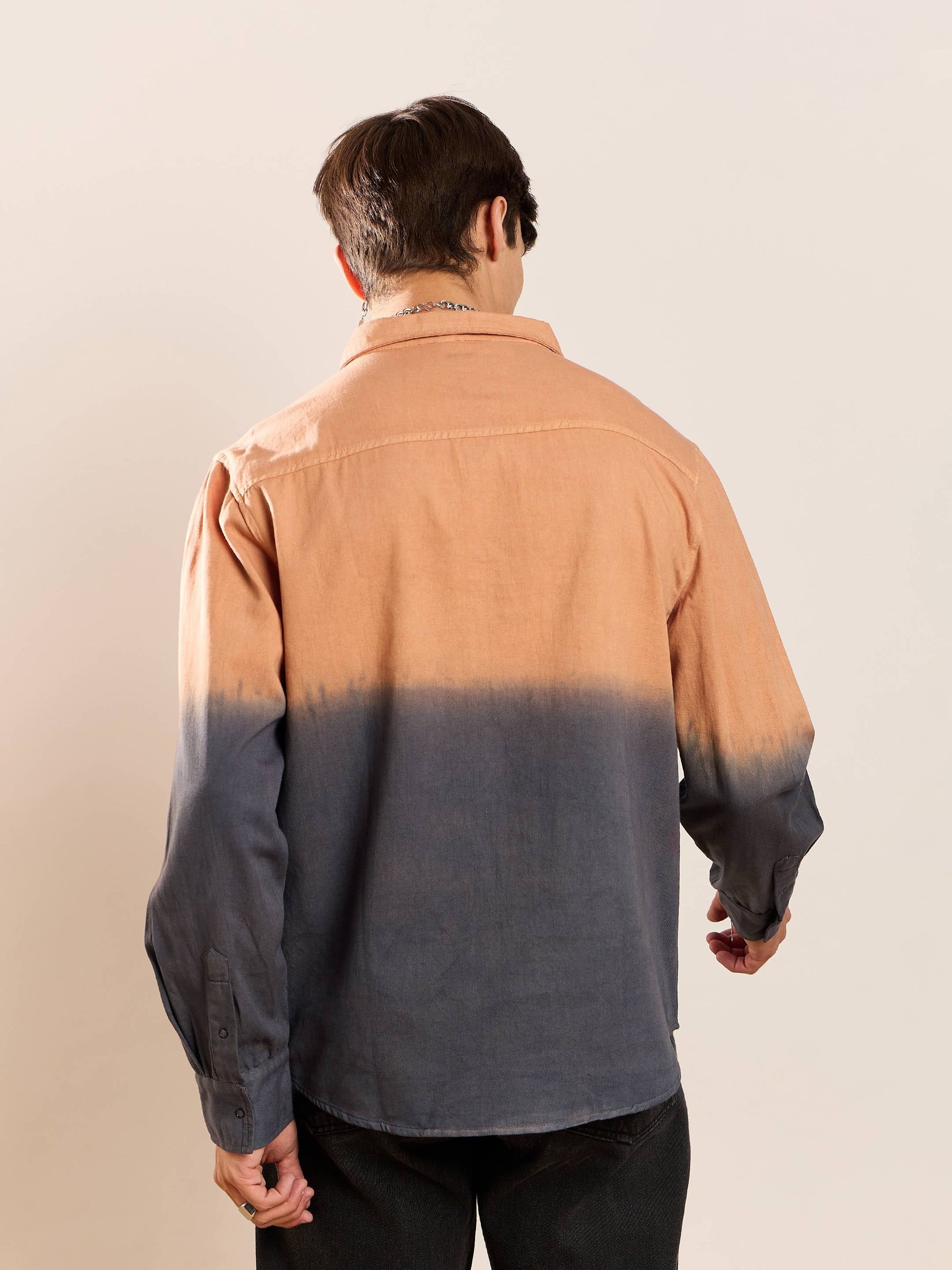 Orange & Dark Grey Ombre Shirt-MASCLN SASSAFRAS