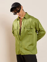 Green Twill Utility Pocket Oversize Shirt-MASCLN SASSAFRAS