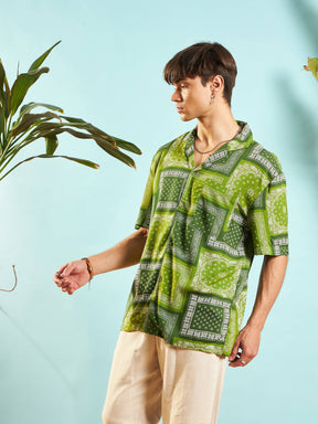 Green Paisley Relax Fit Shirt-MASCLN SASSAFRAS