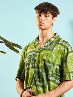 Green Paisley Relax Fit Shirt-MASCLN SASSAFRAS