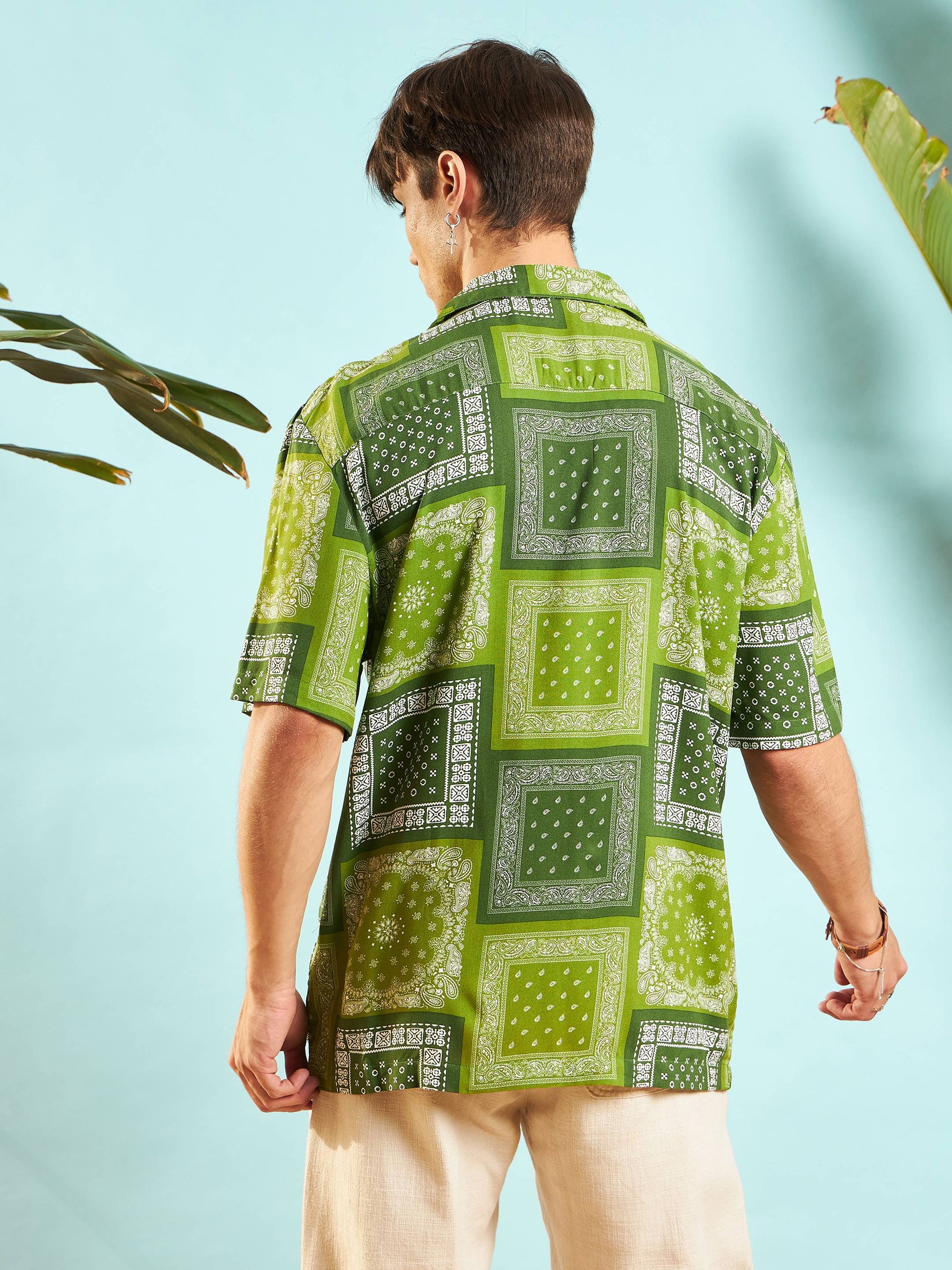 Green Paisley Relax Fit Shirt-MASCLN SASSAFRAS