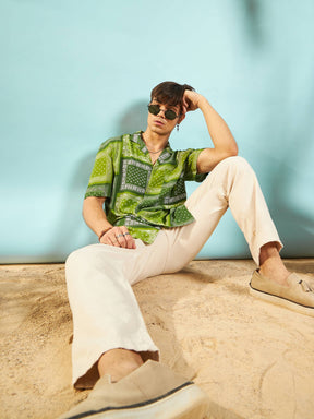 Green Paisley Relax Fit Shirt-MASCLN SASSAFRAS