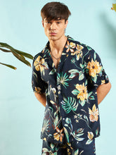 Navy Blue Tropical Relax Shirt-MASCLN SASSAFRAS