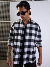 Black & White Check Patch Pocket Oversize Shirt-MASCLN SASSAFRAS