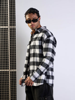 Black & White Check Patch Pocket Oversize Shirt-MASCLN SASSAFRAS