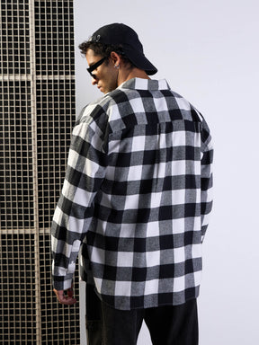 Black & White Check Patch Pocket Oversize Shirt-MASCLN SASSAFRAS