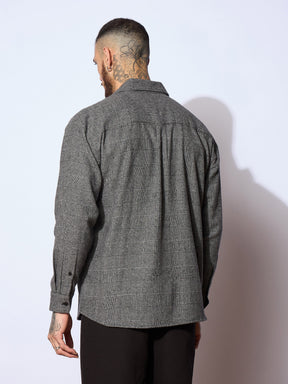 Grey Check Flap Pocket Oversize Shirt-MASCLN SASSAFRAS