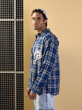 Blue & White Check NEW YORK Oversize Shirt-MASCLN SASSAFRAS