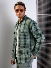 Green Check Utility Pocket Oversize Shirt-MASCLN SASSAFRAS