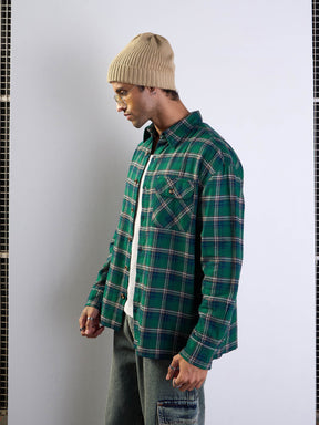 Green & Blue Check Oversize Shirt-MASCLN SASSAFRAS