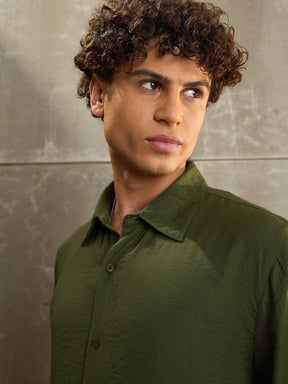 Olive Relax Fit Full Sleeve Shirt-MASCLN SASSAFRAS