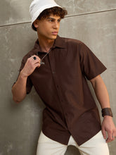 Brown Relax Fit Short Sleeve Shirt-MASCLN SASSAFRAS