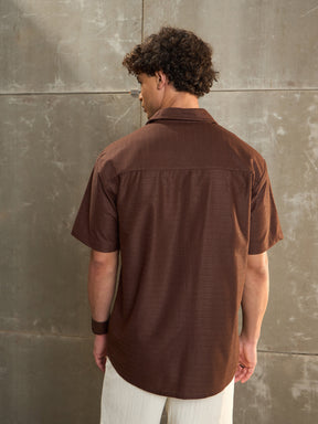 Brown Relax Fit Short Sleeve Shirt-MASCLN SASSAFRAS