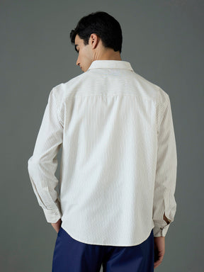 White & Blue PEACE OR PLEASURE Relax Fit Shirt-MASCLN SASSAFRAS