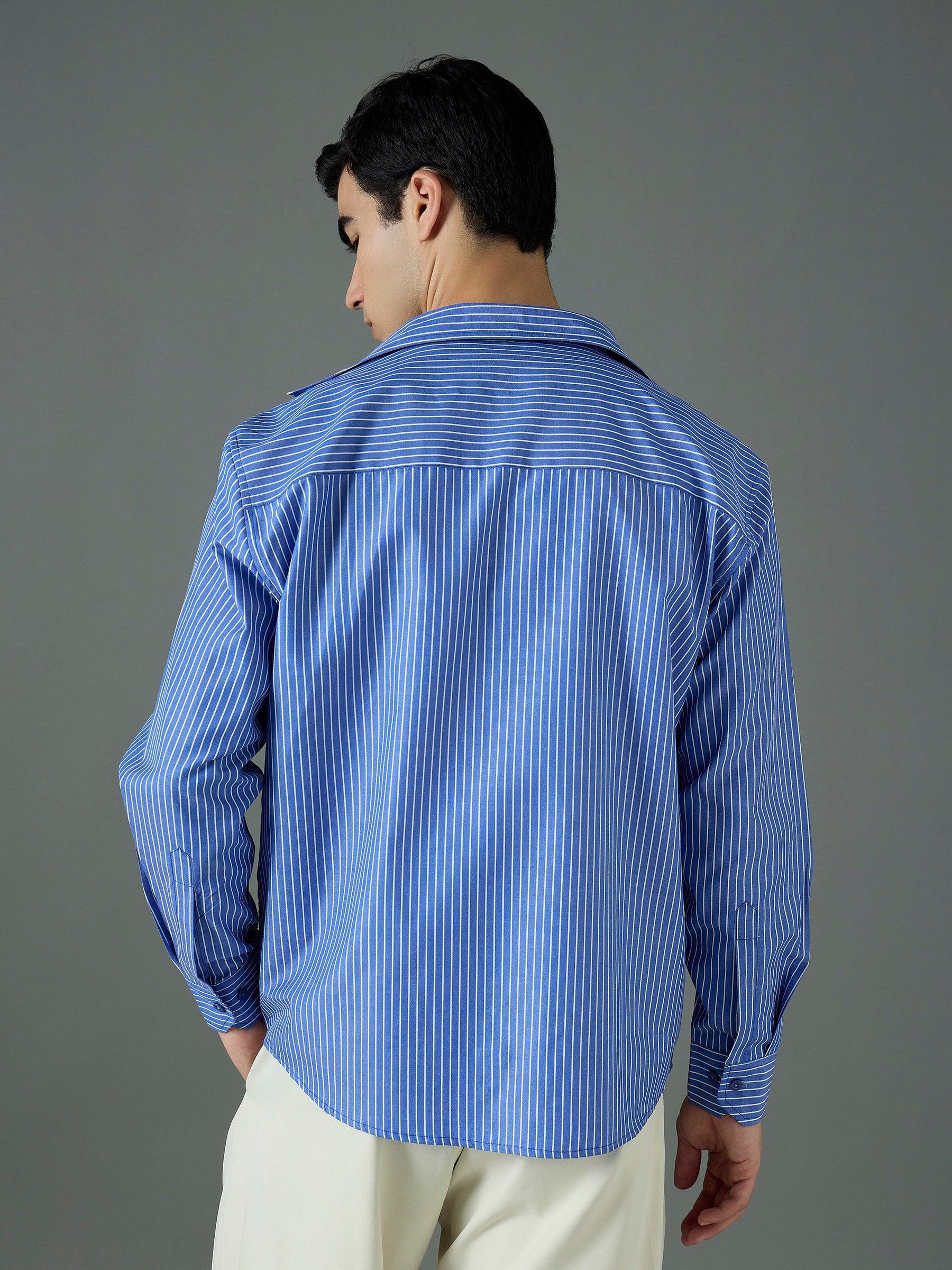 Navy & White NEW YORK Relax Fit Shirt-MASCLN SASSAFRAS