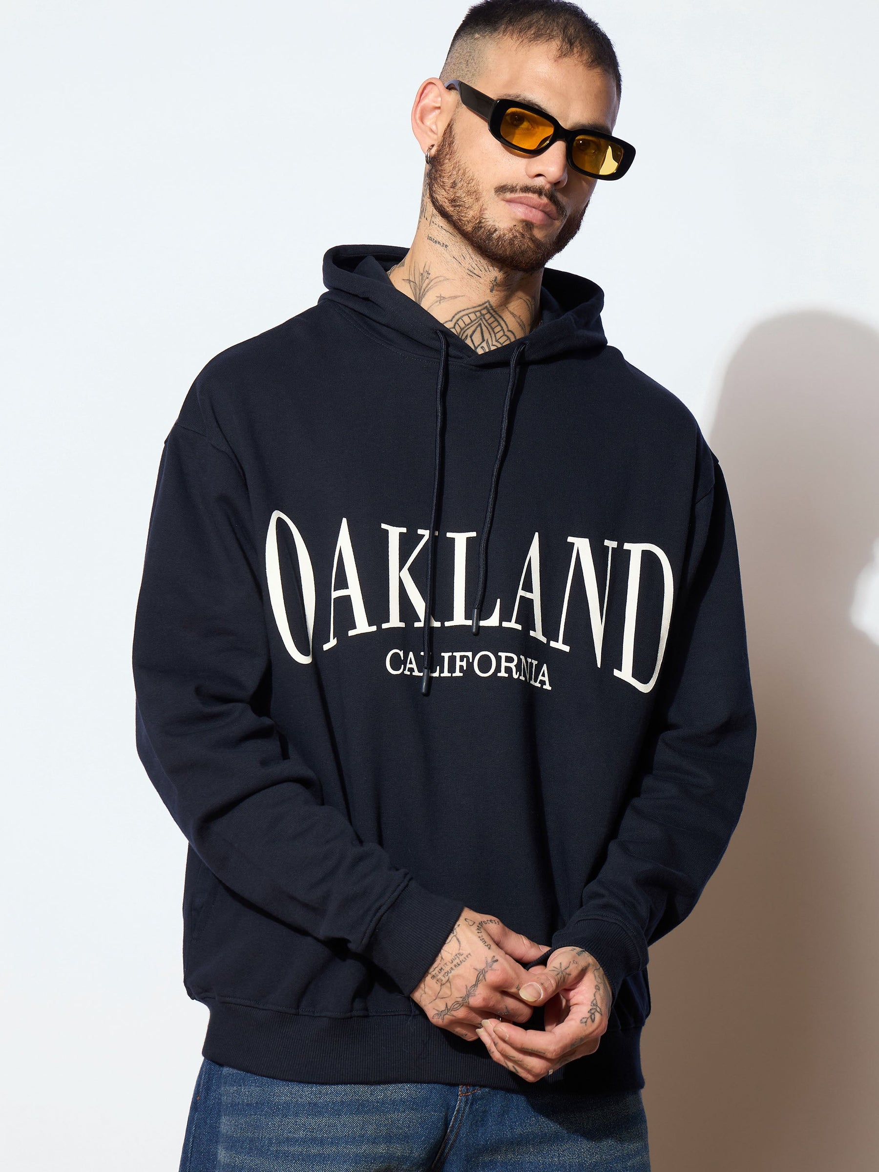 Navy OAKLAND Oversized Hoodie-MASCLN SASSAFRAS