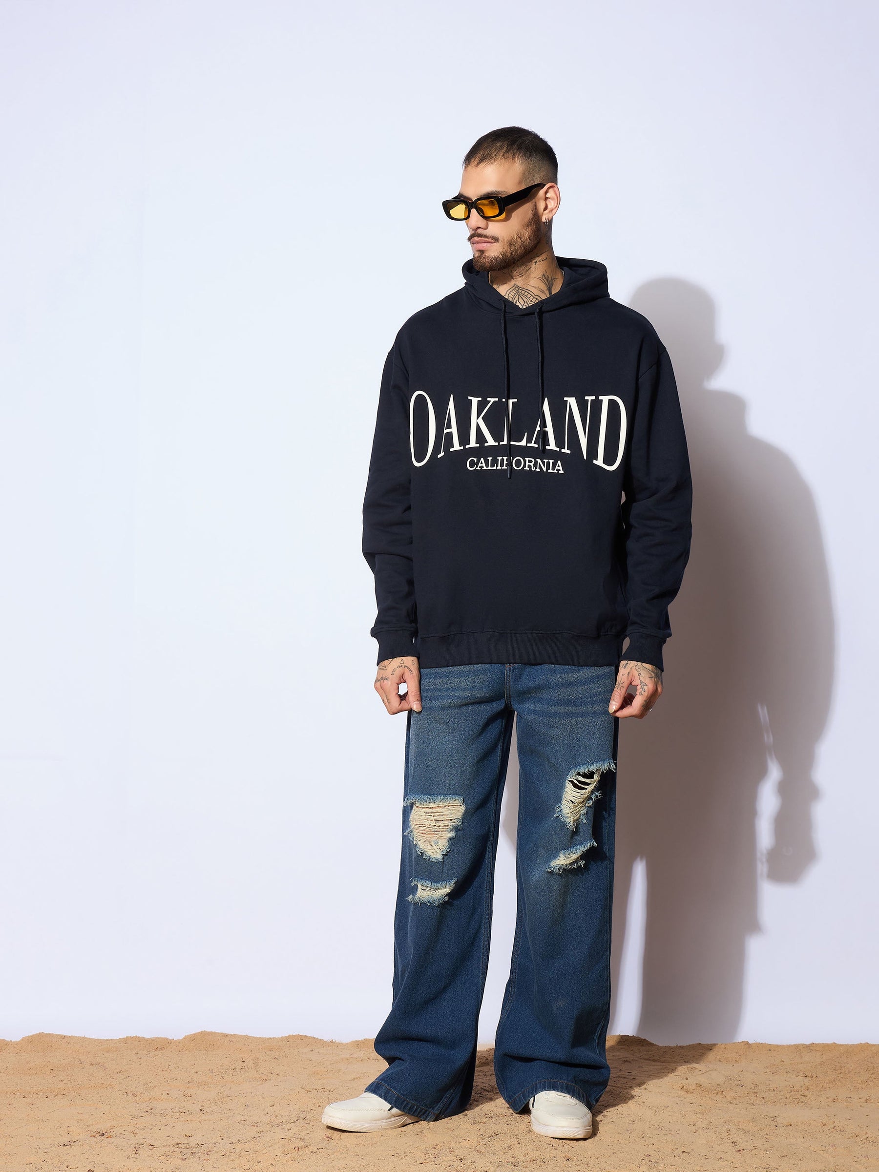 Navy OAKLAND Oversized Hoodie-MASCLN SASSAFRAS