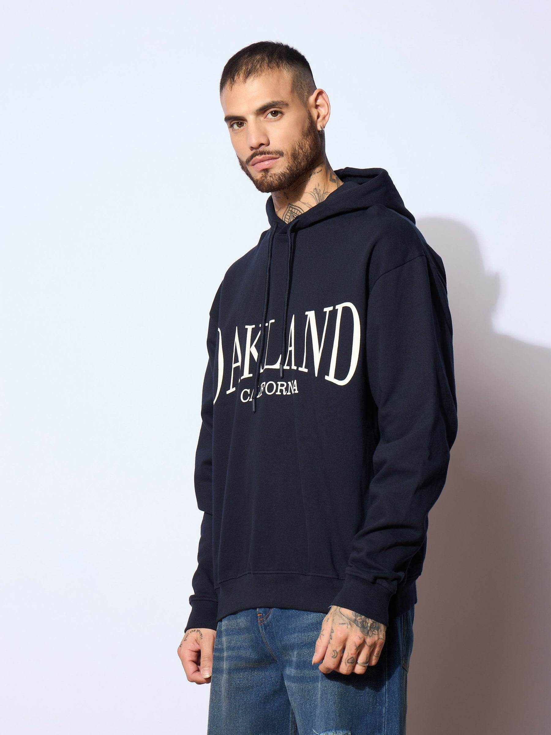 Navy OAKLAND Oversized Hoodie-MASCLN SASSAFRAS