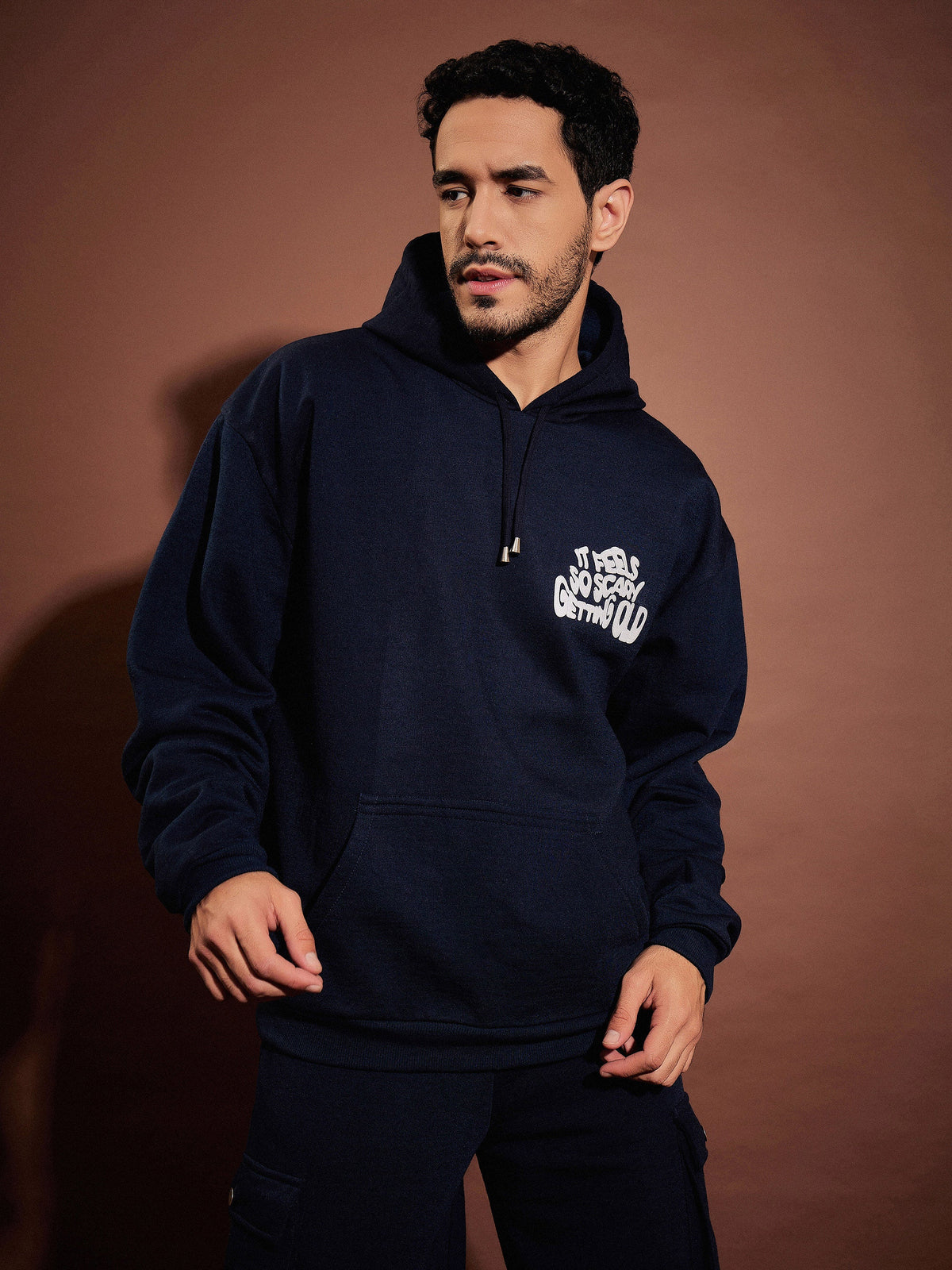 Navy GETTING OLD Oversized Hoodie-MASCLN SASSAFRAS