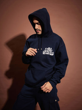 Navy GETTING OLD Oversized Hoodie-MASCLN SASSAFRAS