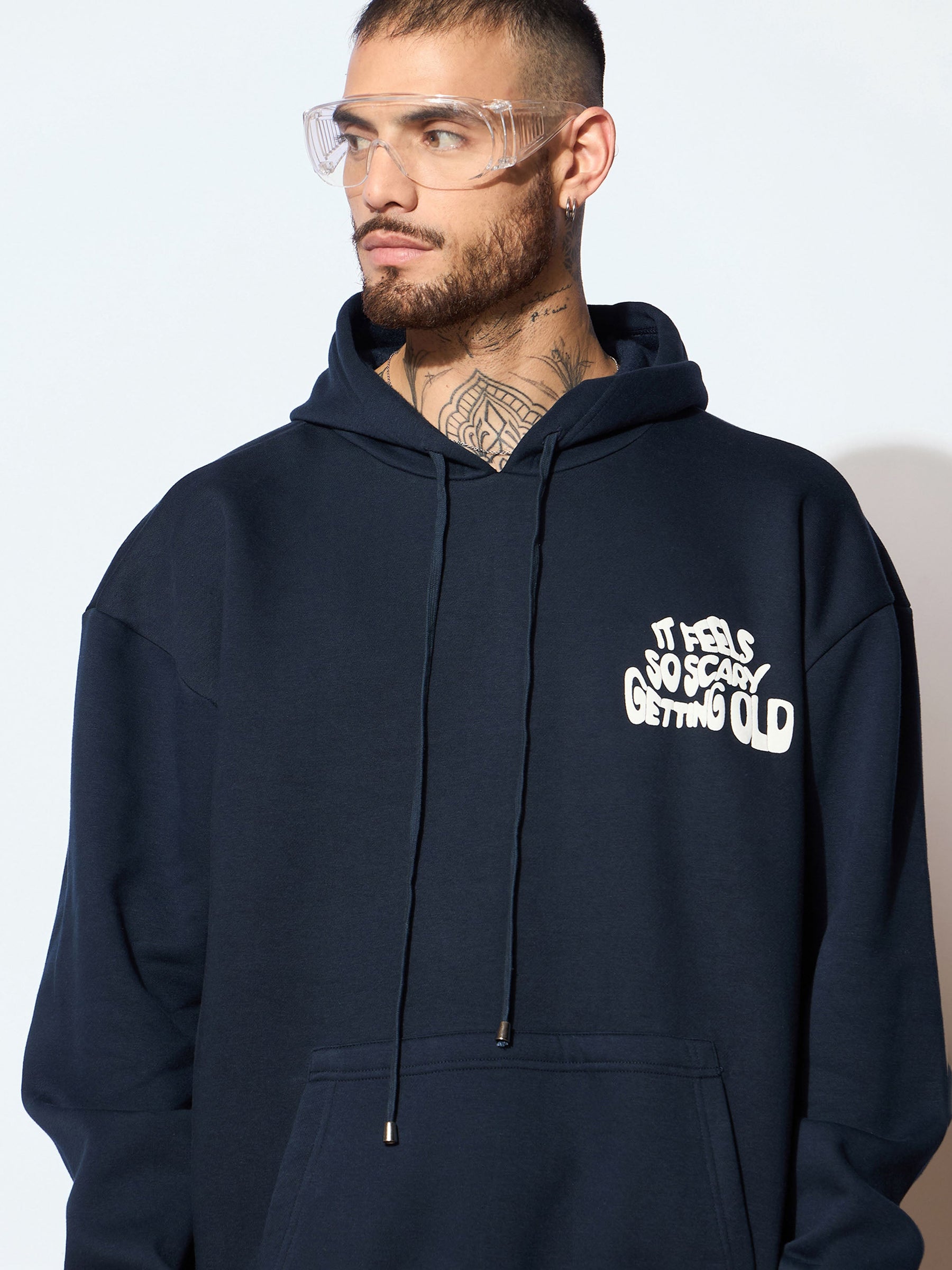 Navy GETTING OLD Oversized Hoodie with Cargo Joggers-MASCLN SASSAFRAS