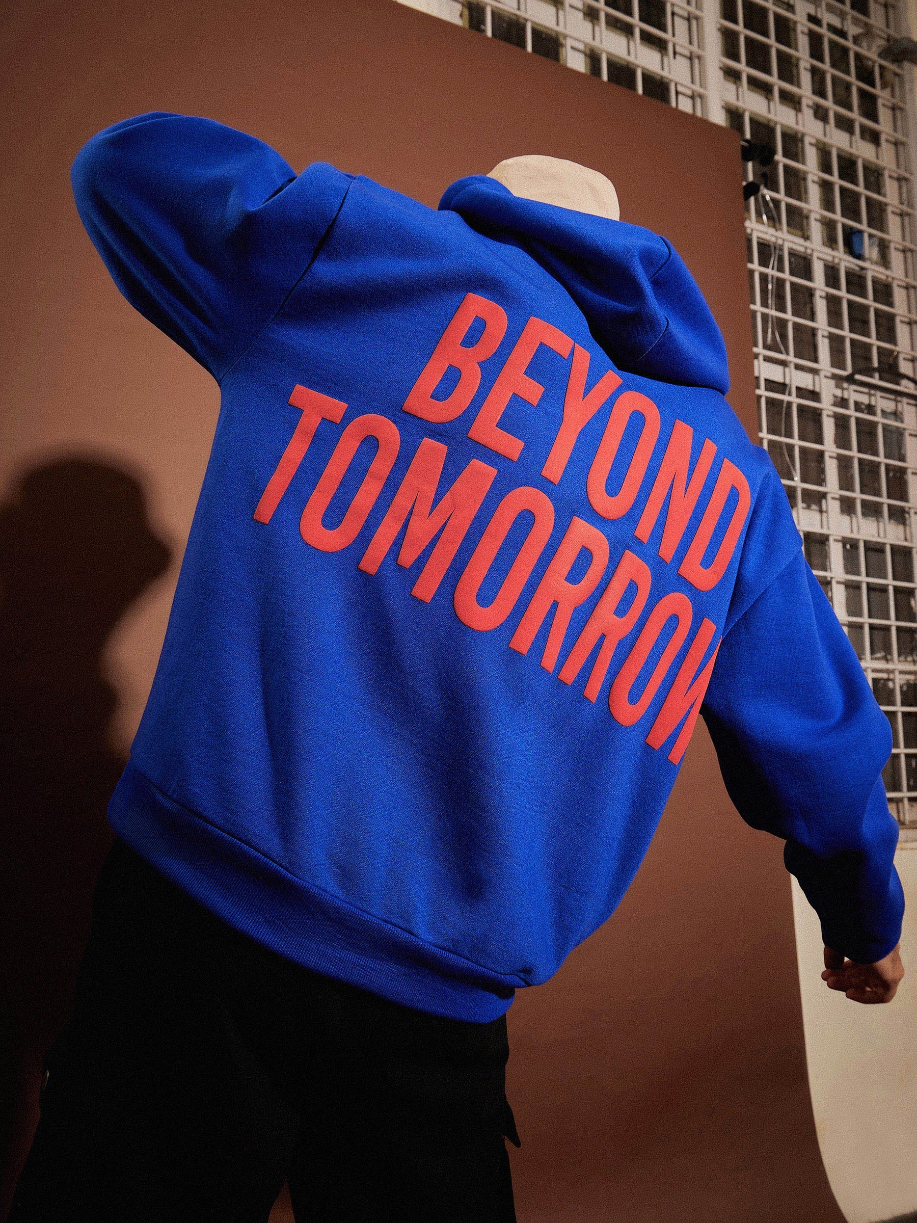 Blue BEYOND TOMORROW Oversized Zipper Hoodie-MASCLN SASSAFRAS