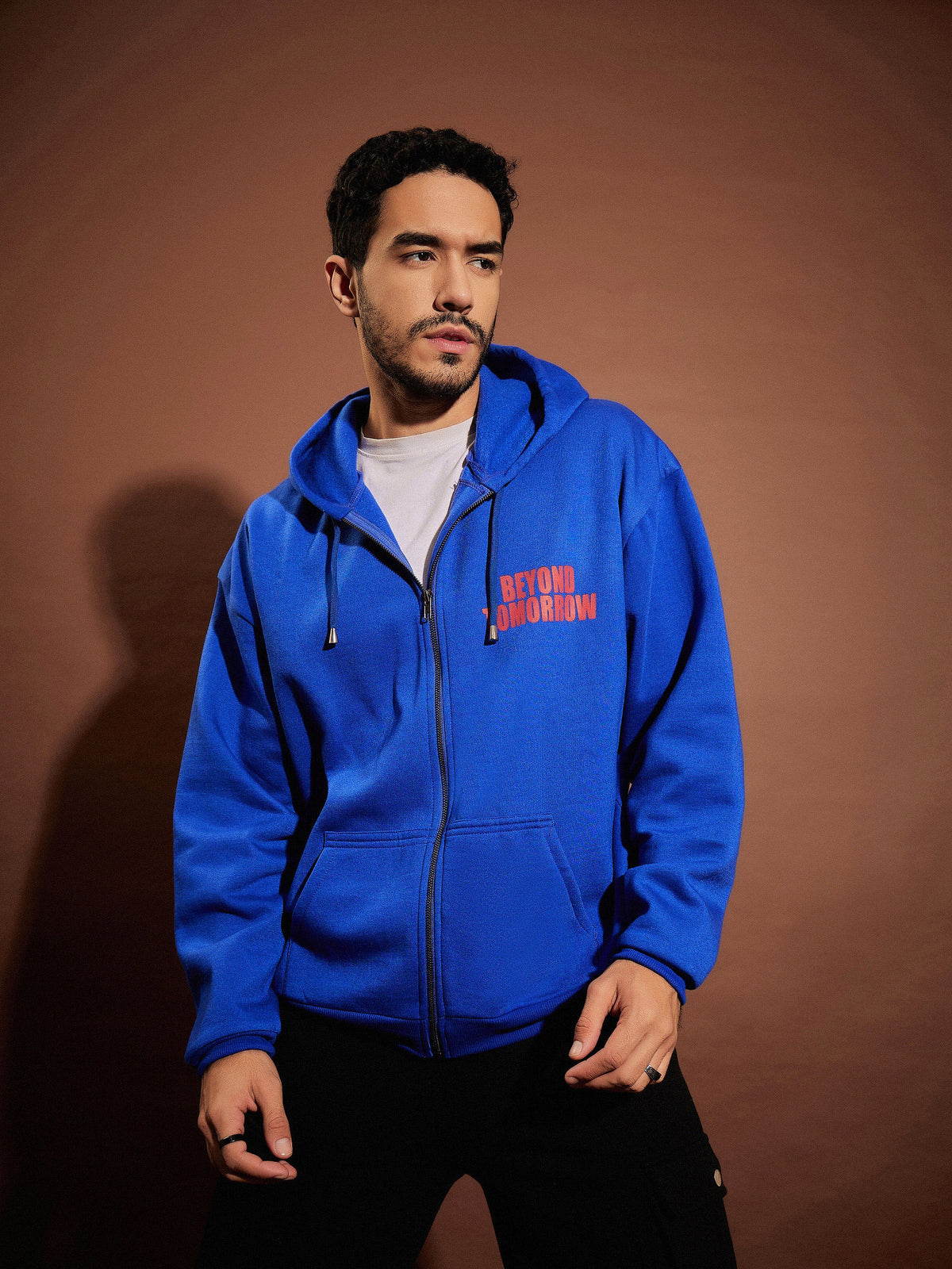 Blue BEYOND TOMORROW Oversized Zipper Hoodie-MASCLN SASSAFRAS