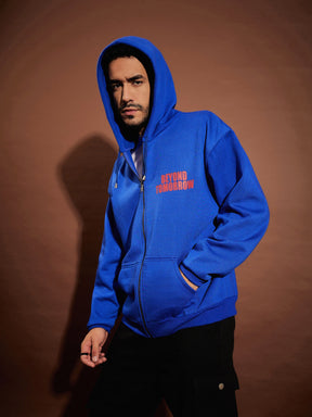 Blue BEYOND TOMORROW Oversized Zipper Hoodie-MASCLN SASSAFRAS