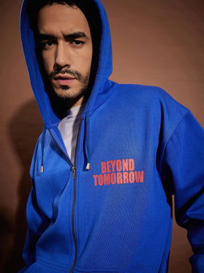 Blue BEYOND TOMORROW Oversized Zipper Hoodie-MASCLN SASSAFRAS