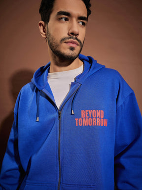 Blue BEYOND TOMORROW Oversized Zipper Hoodie-MASCLN SASSAFRAS