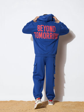 Blue BEYOND TOMORROW Oversized Zipper Hoodie with Joggers-MASCLN SASSAFRAS