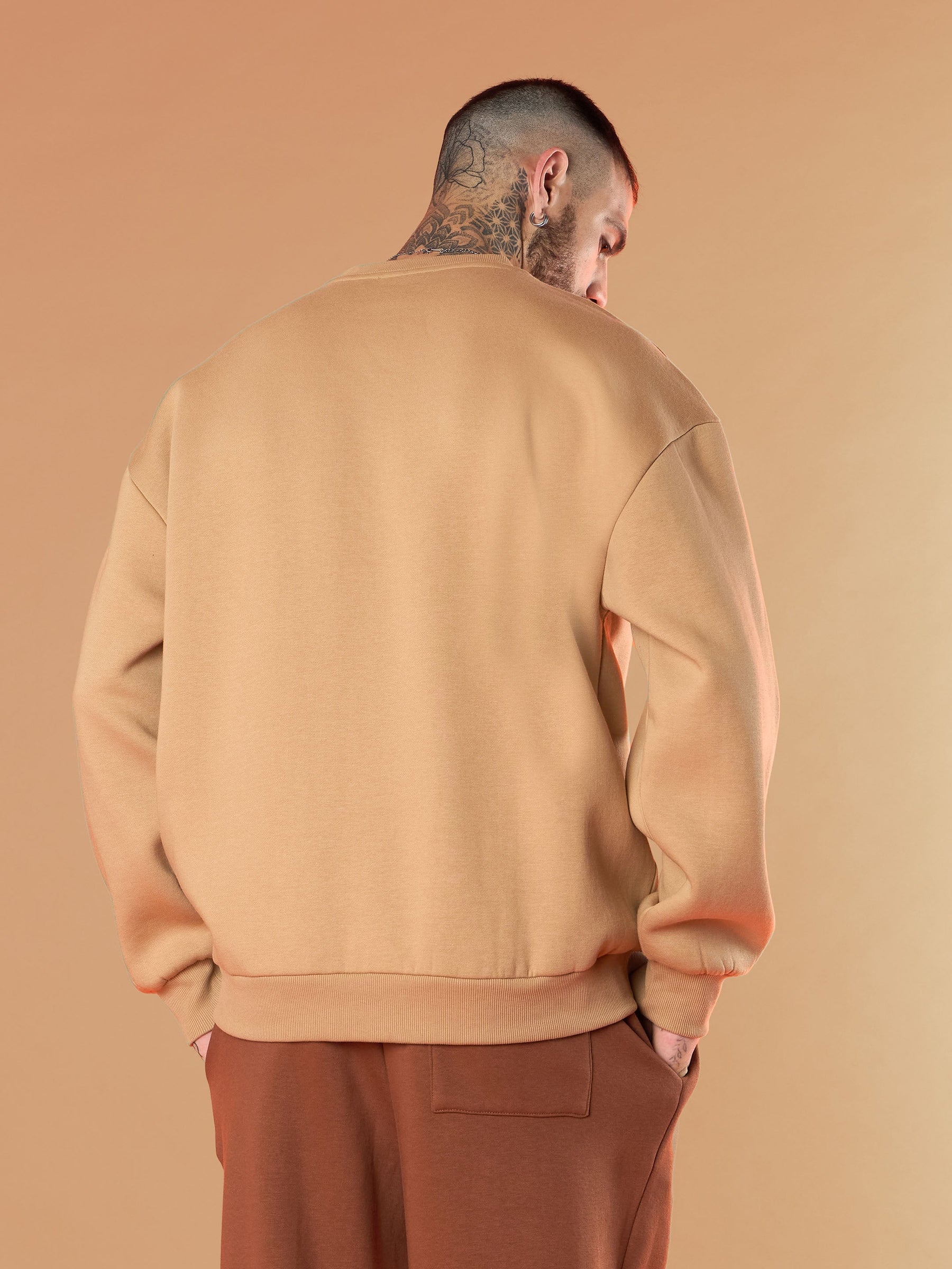 Beige MIAMI Embroidery Oversize Sweatshirt-MASCLN SASSAFRAS