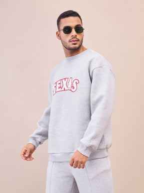 Grey TEXAS Embroidery Oversize Sweatshirt-MASCLN SASSAFRAS