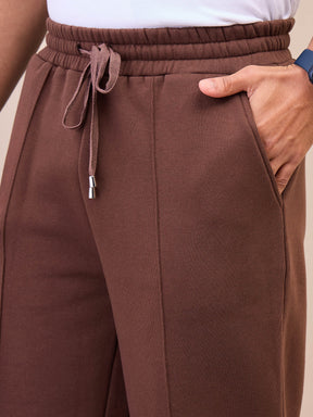 Dark Brown Front Zipper Oversize Sweatshirt With Sweatpants-MASCLN SASSAFRAS