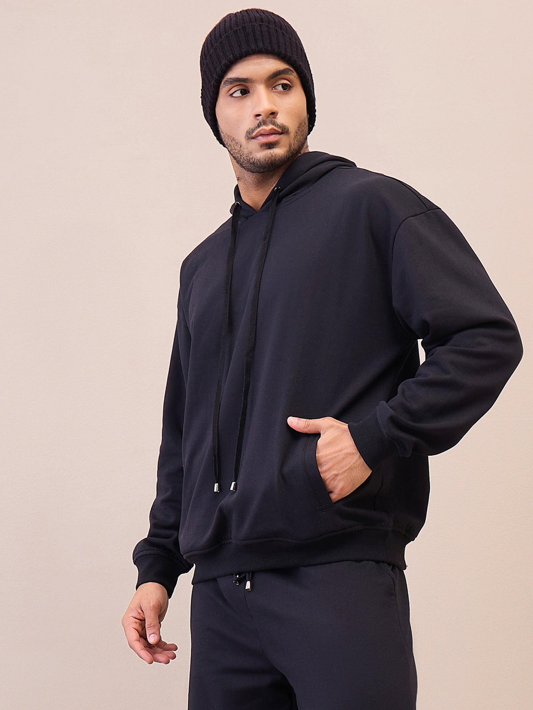 Black Oversize Hoodie-MASCLN SASSAFRAS