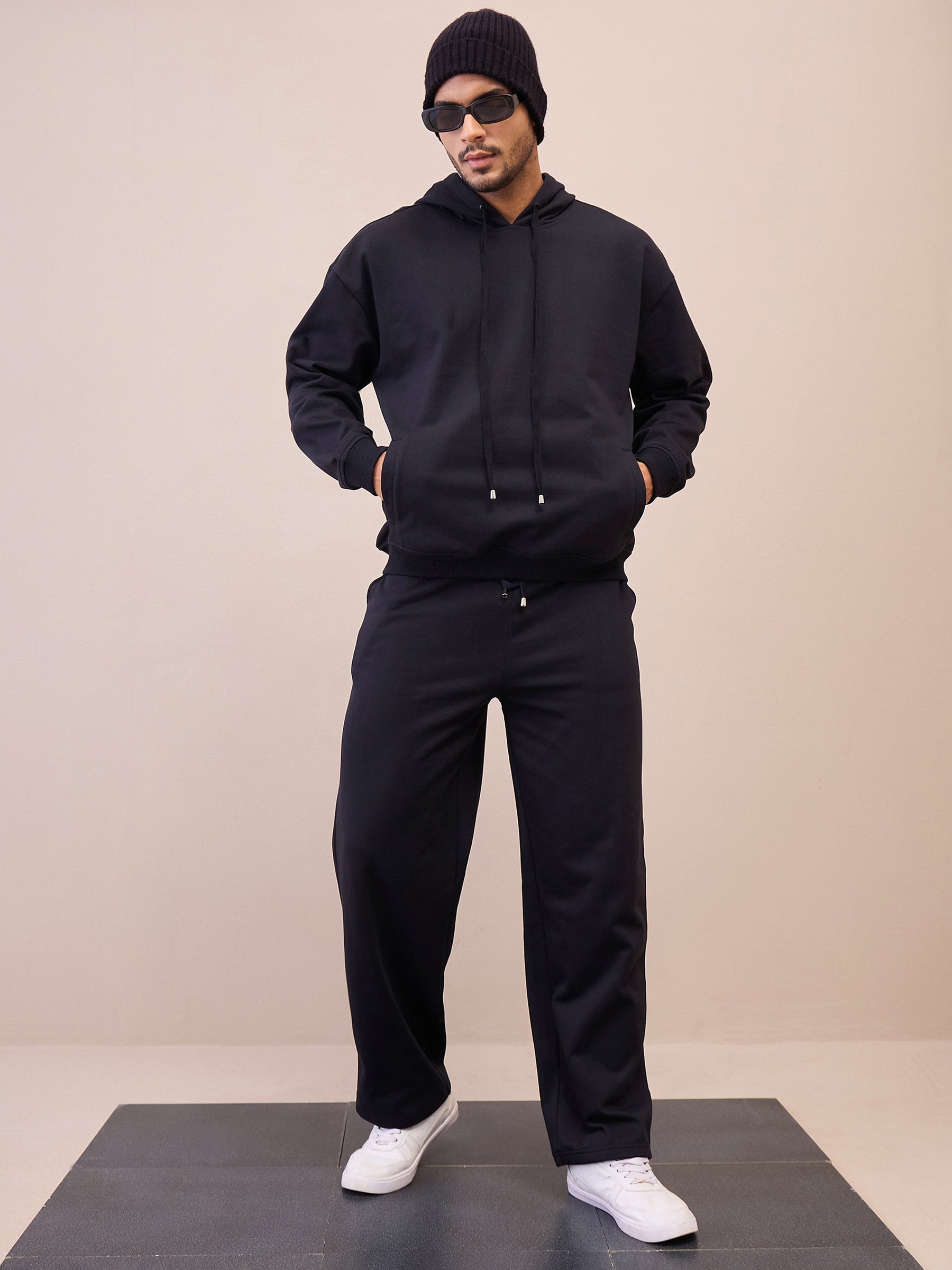 Black Oversize Hoodie With Sweatpants-MASCLN SASSAFRAS