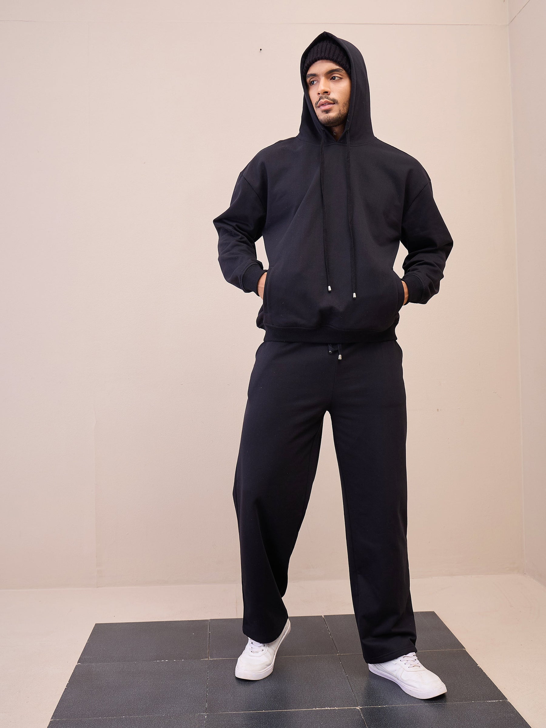 Black Oversize Hoodie With Sweatpants-MASCLN SASSAFRAS